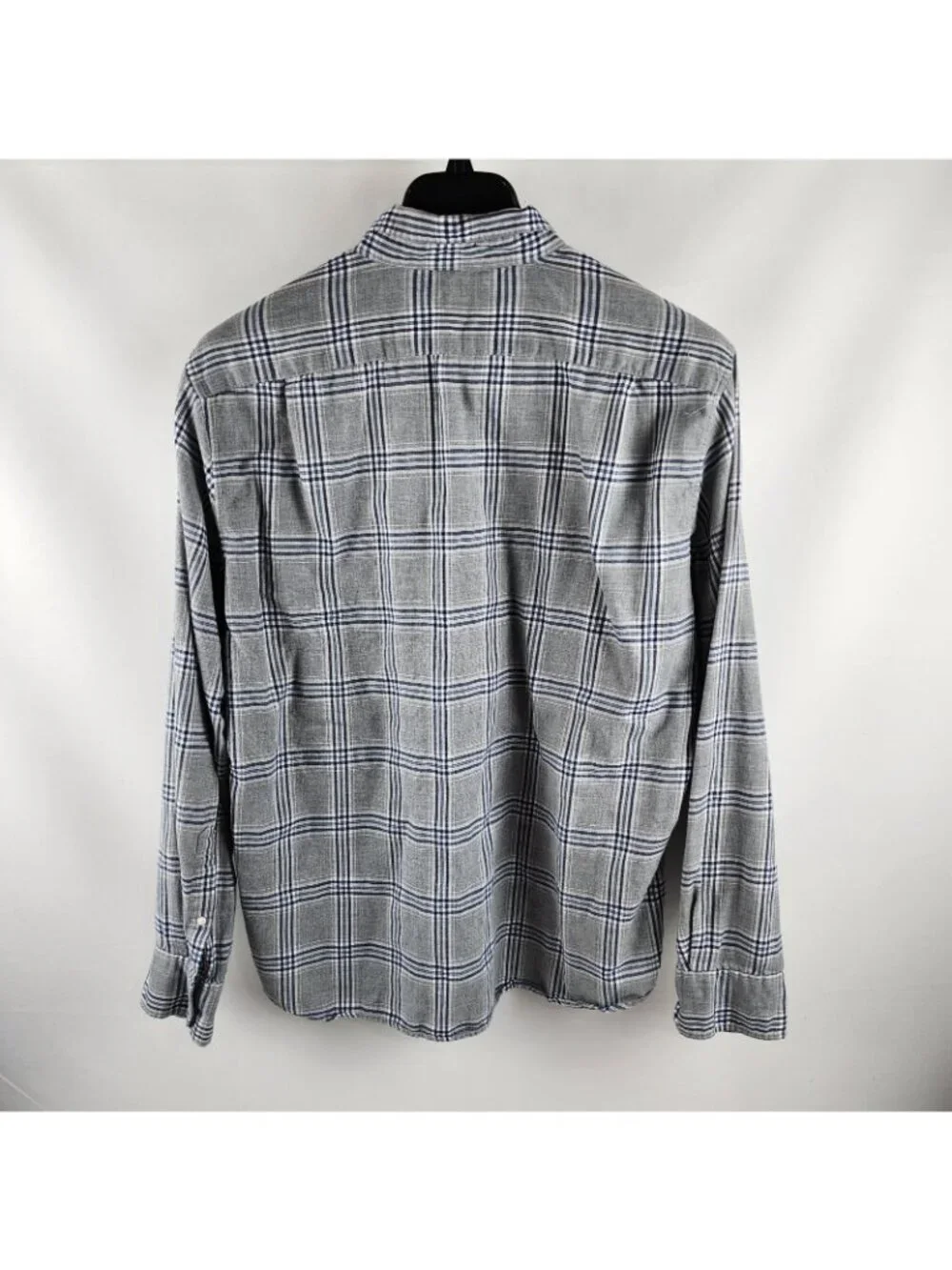 J. Crew Shirt Mens XL Navy Gray Slim Fit Plaid L/S Button Down Collar Button Up